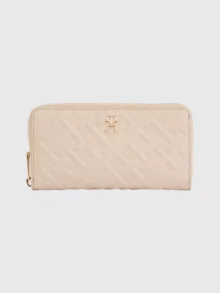 Billetera Grande Iconic Monogram Beige Tommy